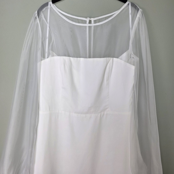 Lulus Immaculate Romance White Sheer Organza Long Sleeve Maxi Wedding Gown Large - Picture 4 of 12